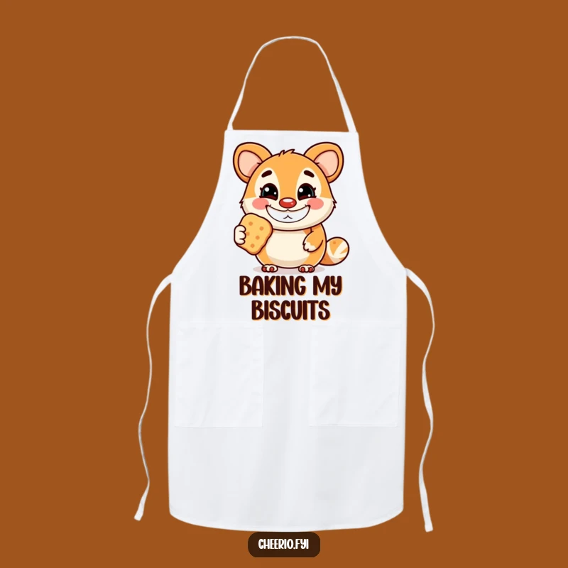 Funny Biscuit Mascot Apron: Baker's Grin, Cooking Humorous Gift