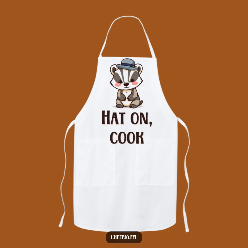 Funny Badger Bowler Hat Apron: Dapper Chef Pal, Cooking Humorous Gift