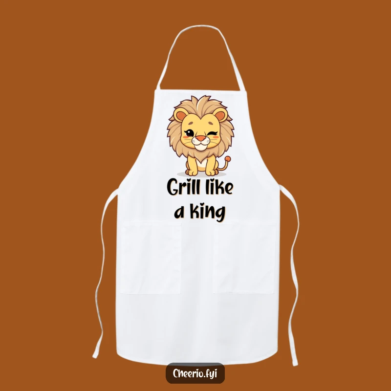 Funny Lion Wink Apron: Cook with Regal Confidence