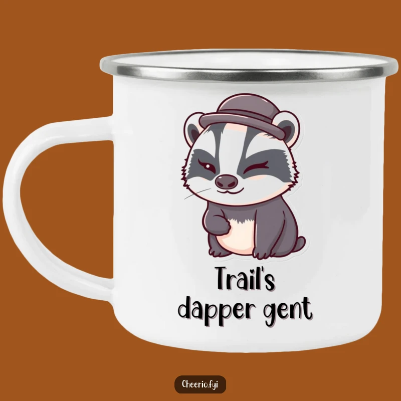 Funny Badger Bowler Hat Camping Mug: Durable & Cute Outdoor Gift