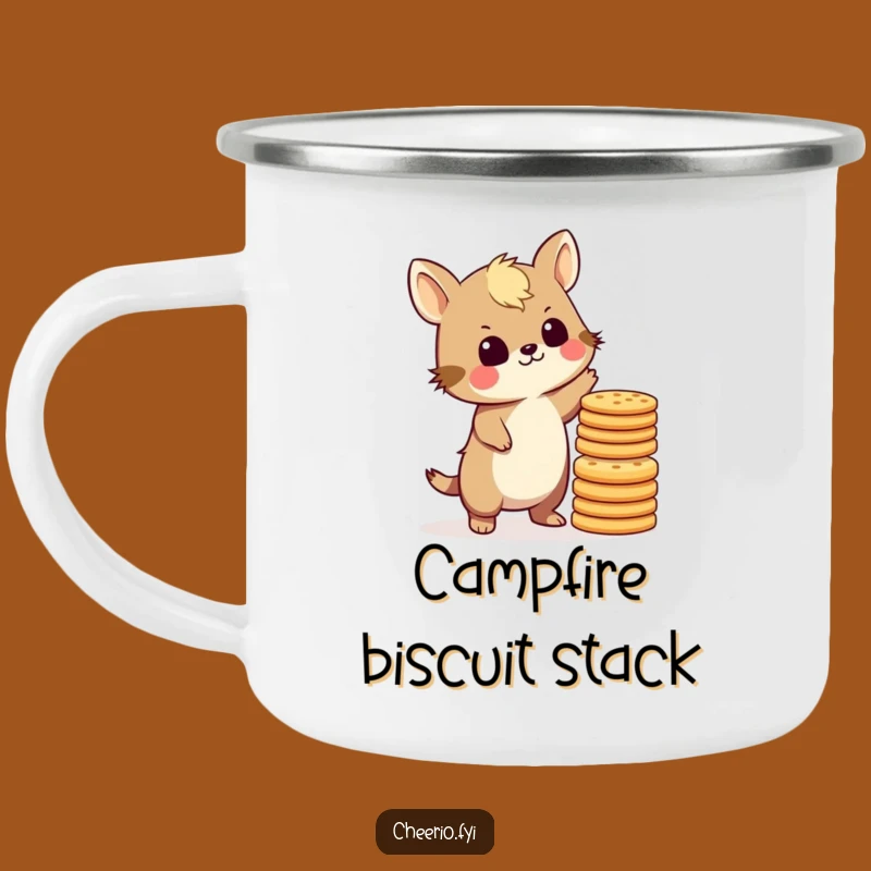 Funny British Animal Biscuit Stack Campfire Mug - Hilarious Outdoor Tea Time Gift