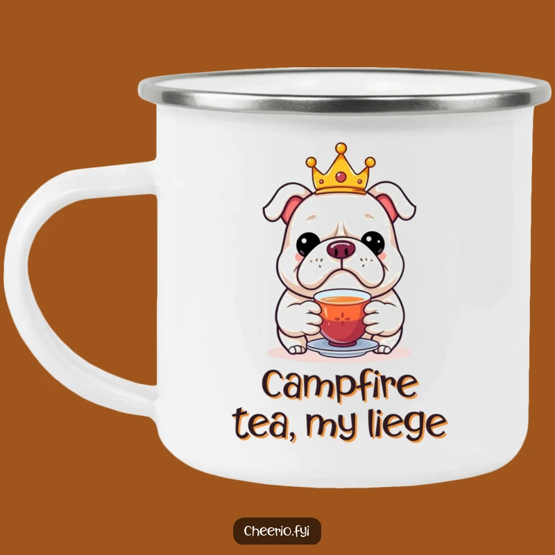 Funny Bulldog Crown Tea Camping Mug - Royal Buddy for Outdoor Relaxation