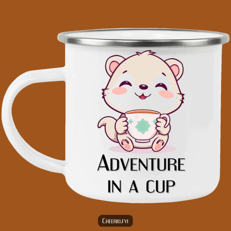 Funny Cute Animal Camping Mug: Durable Mug with Smiling Animal and Teacup, Ideal Funny Gift