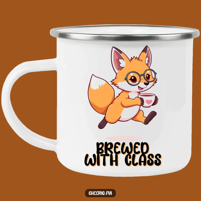 Funny Fox Monocle Enamel Camping Mug - Sophisticate Animal Outdoor Gift