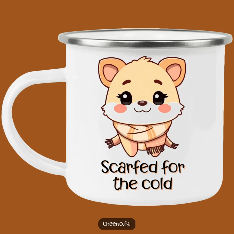 Funny Friendly Creature Scarf Camping Mug - Your Cozy Camp Companion