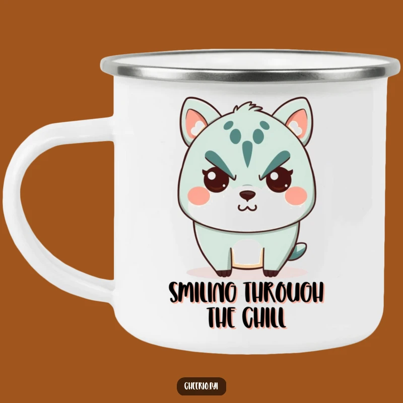 Funny Stern Animal Camping Mug: Cute Character's Secret Smile, Outdoor Funny Gift!