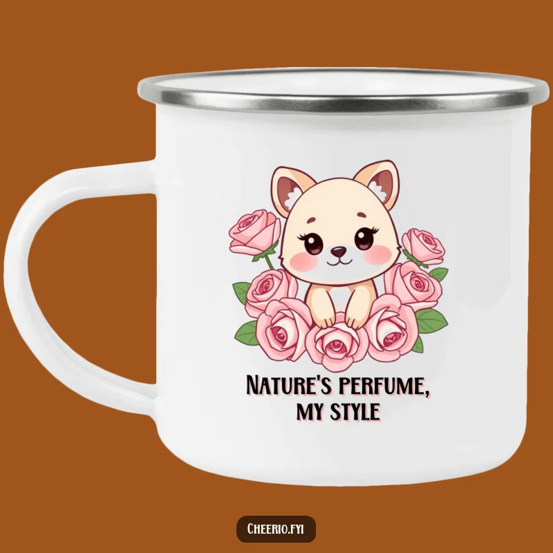 Funny Cheeky Animal Roses Camping Mug: Adventure with a Wink