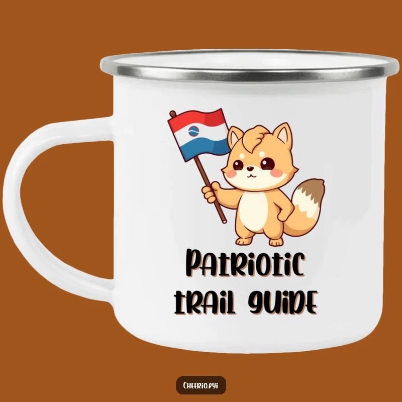 Funny Patriot Enamel Mug: Determined Animal Flag - Outdoor Adventure Gift
