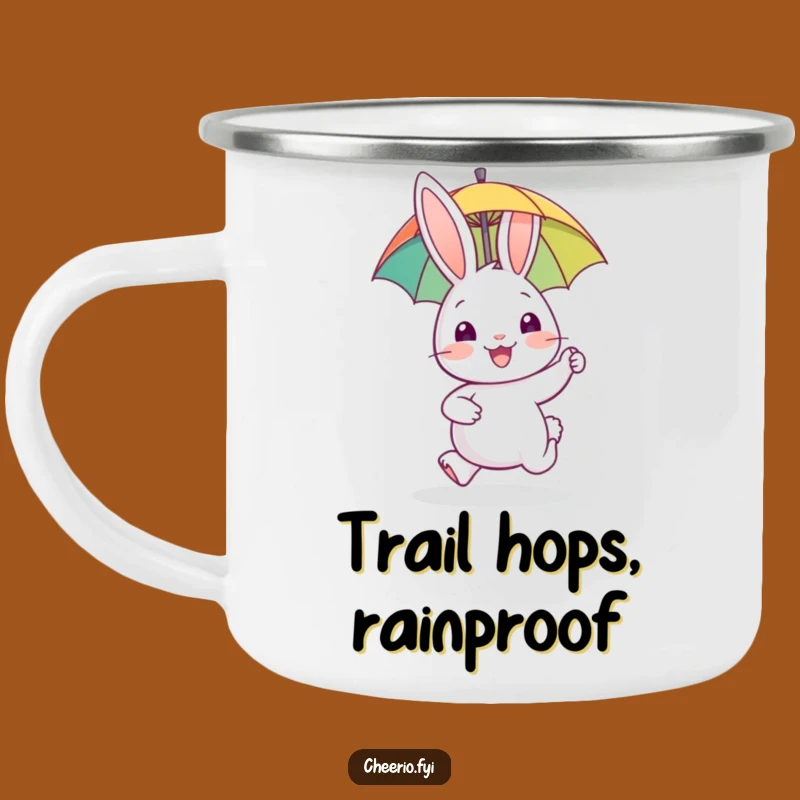 Funny Rabbit Campfire Mug: Happy Hopper with Umbrella for Outdoor Adventures
