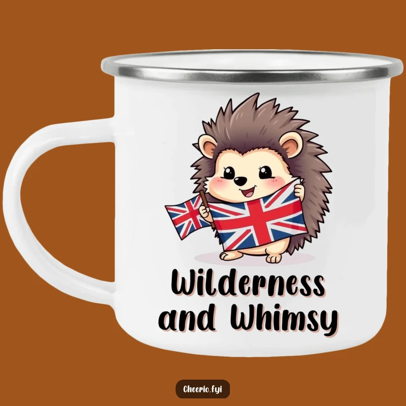 Funny Hedgehog Camping Mug - Patriotic Union Jack Adventure Cup