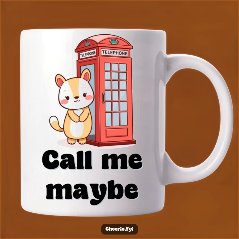 Funny Animal Phone Booth Mug: Friendly Smile Ready for a Cute, Humorous Call