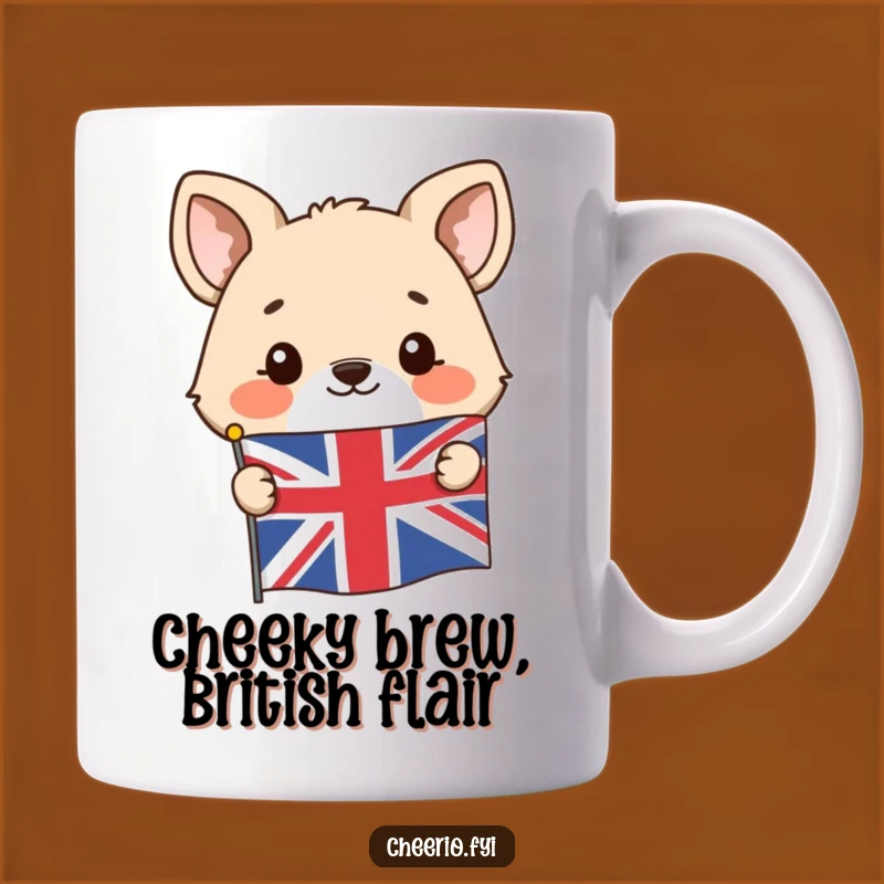 Funny Animal Union Jack Mug: Peeking Character, British Humor, Perfect Funny Gift