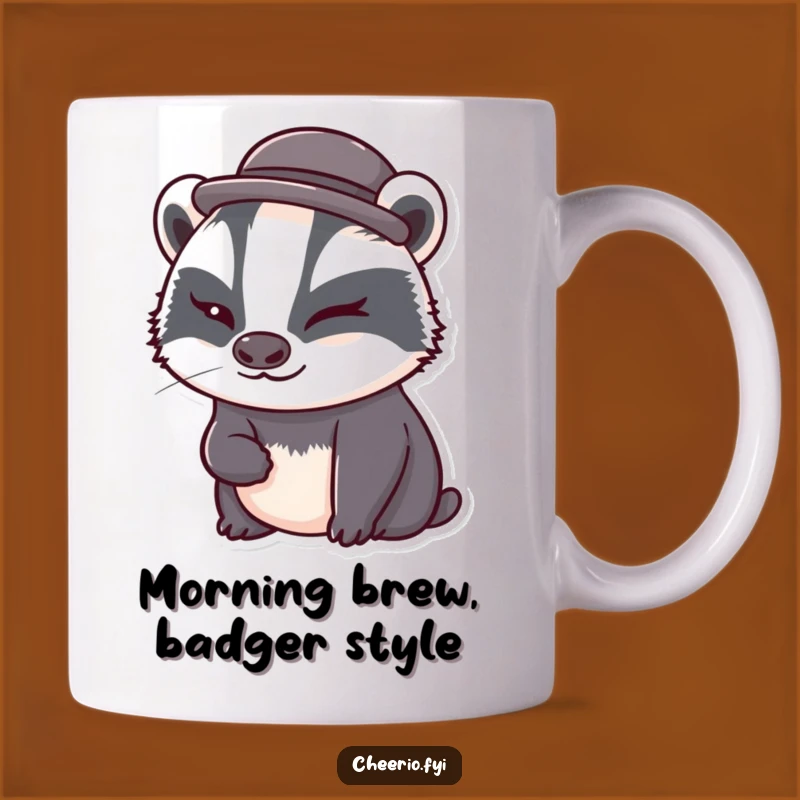 Funny Badger in Bowler Hat Mug: Adorable Cute Animal Gift for Badger Lovers