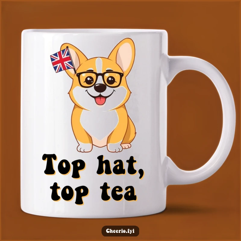 Funny Corgi Monocle Union Jack Mug: A Cheerful British Pup Gift