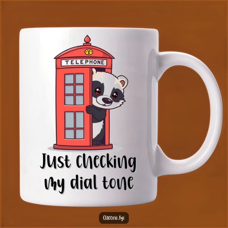 Funny Curious Badger Telephone Box Mug - A Whimsical British Gift for Animal Lovers