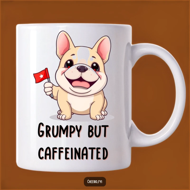Funny Bulldog Flag Mug: Proud Dog Holding a Tiny Flag - Patriotic Gift