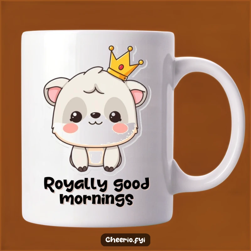 Funny Royal Animal Mug: Smiling Character with Crown, Regal Funny Gift