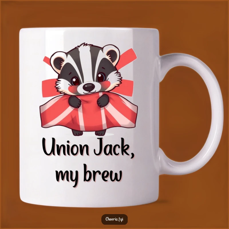 Funny Badger Union Jack Mug: Curious Badger Peeking, a Patriotic & Funny Gift