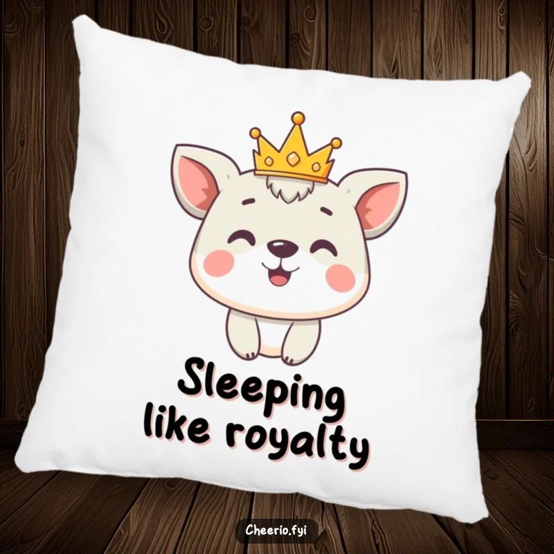 Funny Pillow: Cute animal character proudly wears a tiny crown, offering soft comfort and regal charm.