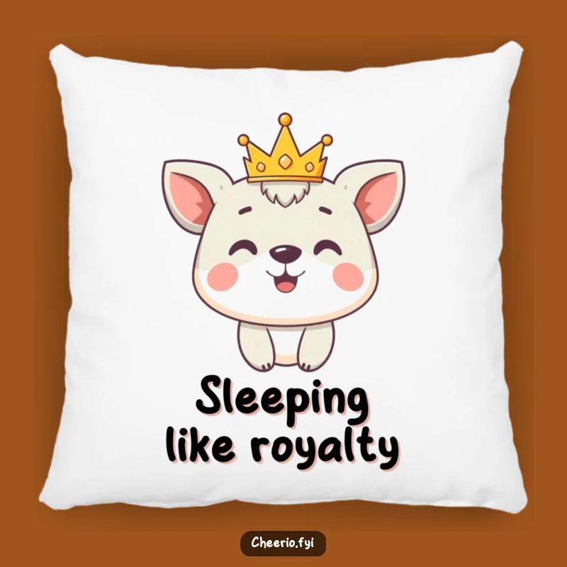 Cozy Funny Animal Pillow: Crowned Royalty, Soft and Proud Decor