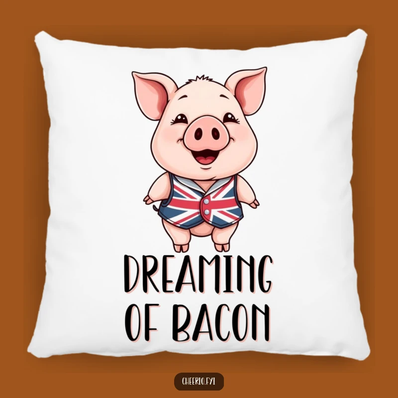 Funny Happy Pig Pillow - Soft Union Jack Accent Pillow, Perfect Funny Gift!