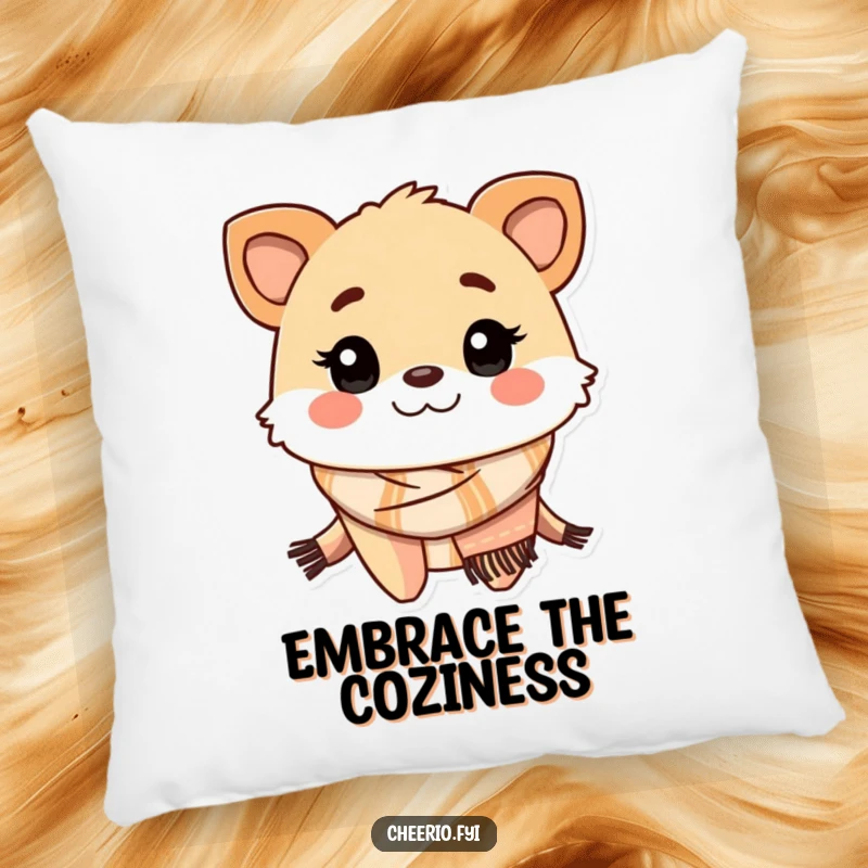 Funny creature scarf pillow, adding cozy comfort and a friendly, humorous touch.