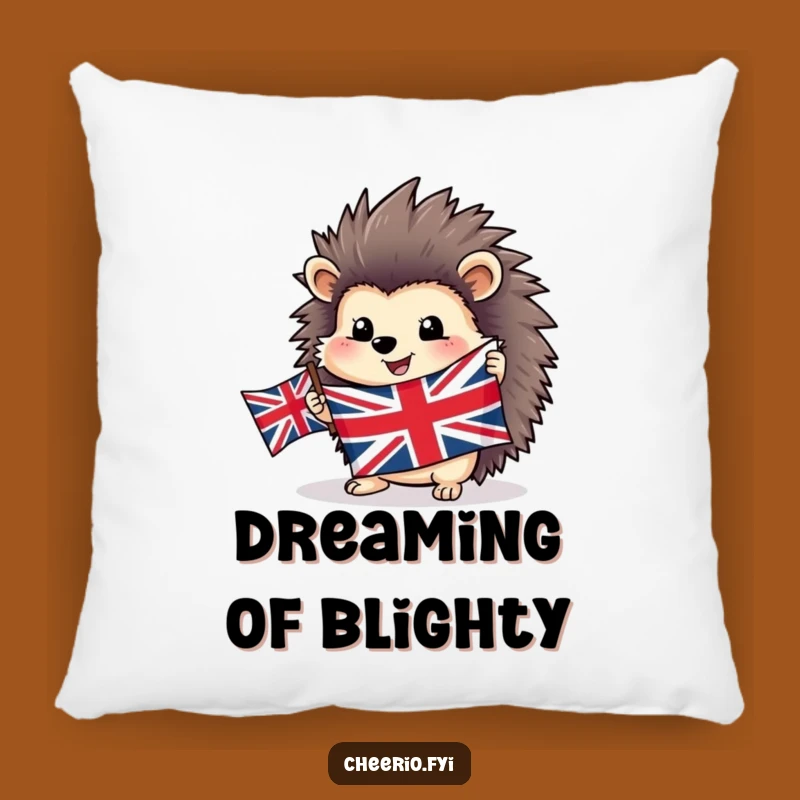 Funny Hedgehog Pillow - Cozy Union Jack Cushion for Patriotic Comfort