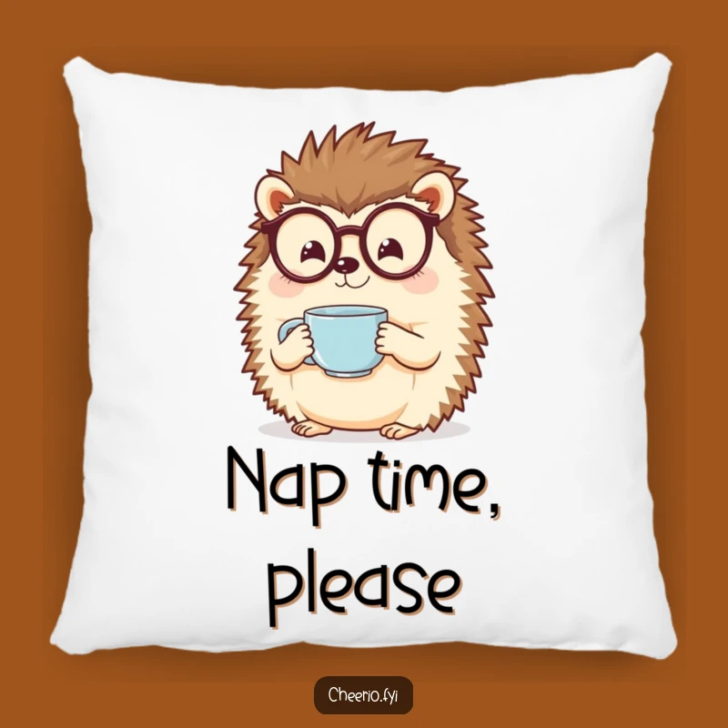 Funny Hedgehog Pillow: Specs & Tea - Cozy Comfort Gift