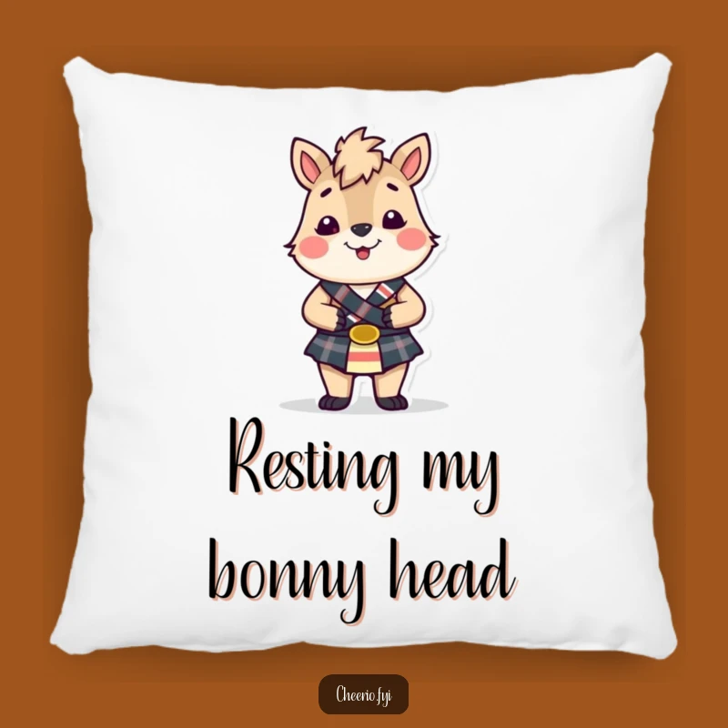 Funny Kilted British Animal Pillow: Cozy Scottish Cheer, Perfect Funny Gift!