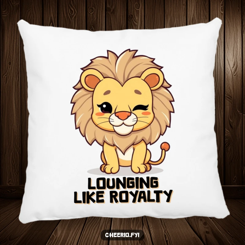 Funny Lion Wink Pillow: A proud lion in a regal pose winks, offering regal comfort and playful charm.