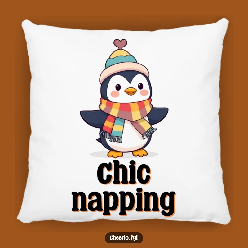 Funny Penguin Top Hat Pillow - Cozy Dapper Comfort Gift