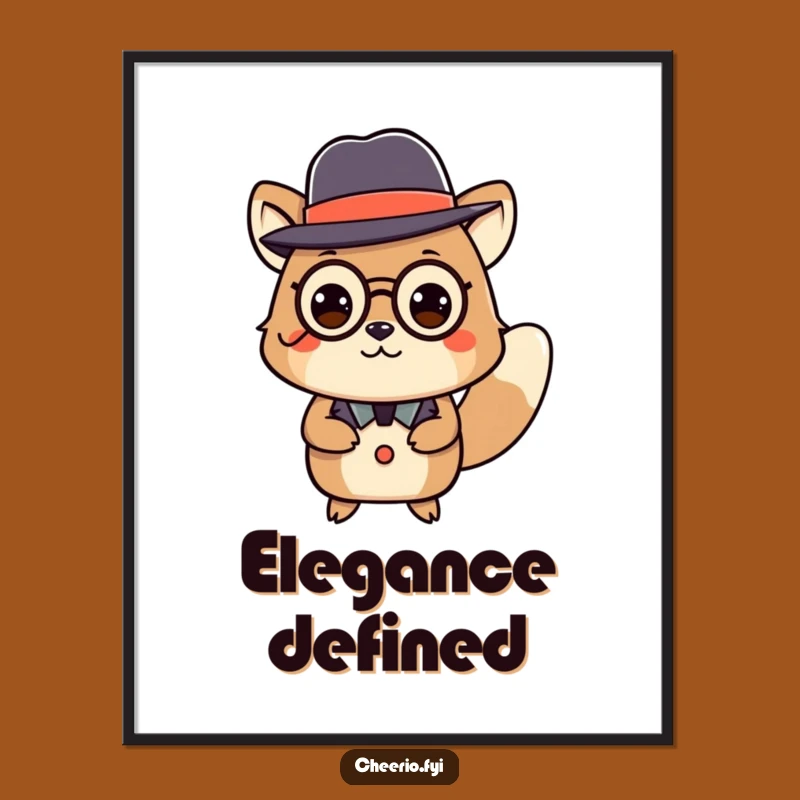 Funny Animal Monocle Curtsey Digital Art: Instant Wall Decor with Dapper Humor, Perfect Gift
