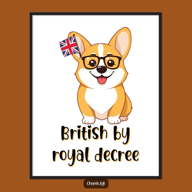 Funny Corgi Monocle Union Jack Digital Art: Instant British Charm Print