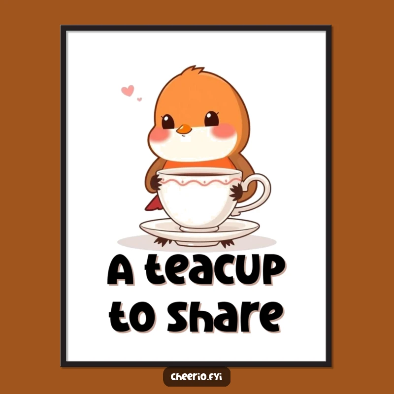 Funny Robin Teacup Digital Print, Proper Art Perfect Gift