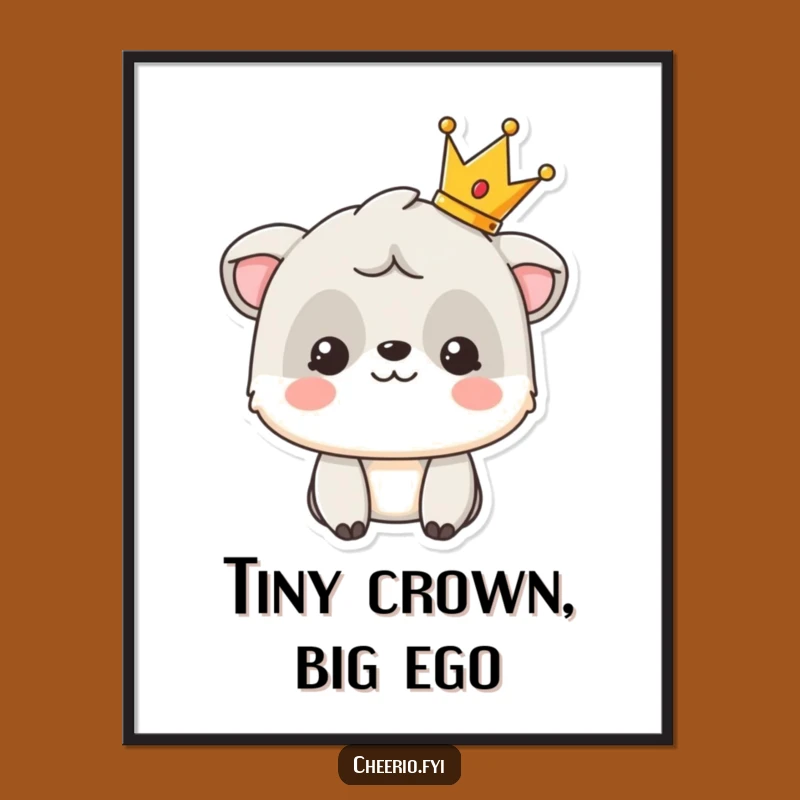 Funny Royal Animal Digital Art: Printable Art of Crowned Character, Great Funny Gift
