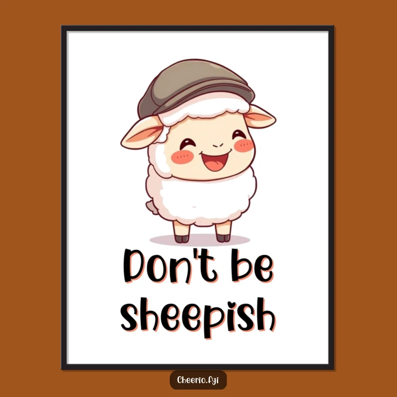 Funny Sheep Flat Cap Digital Art: Instant Joyful Laugh Print