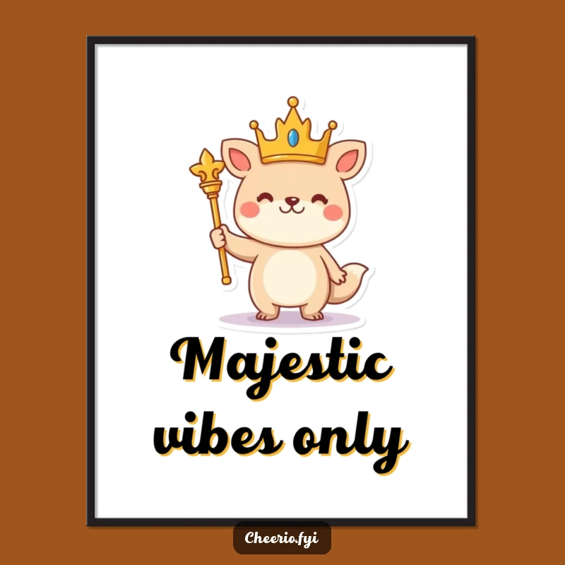 Funny Royal Animal Digital Art: Regal Character Print, Cheerful Gift