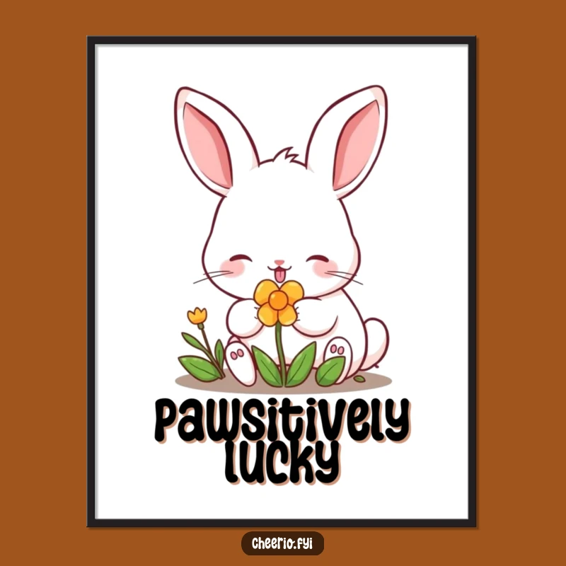 Funny Lucky Rabbit Clover Digital Art - Charming & Hilarious Good Fortune Print