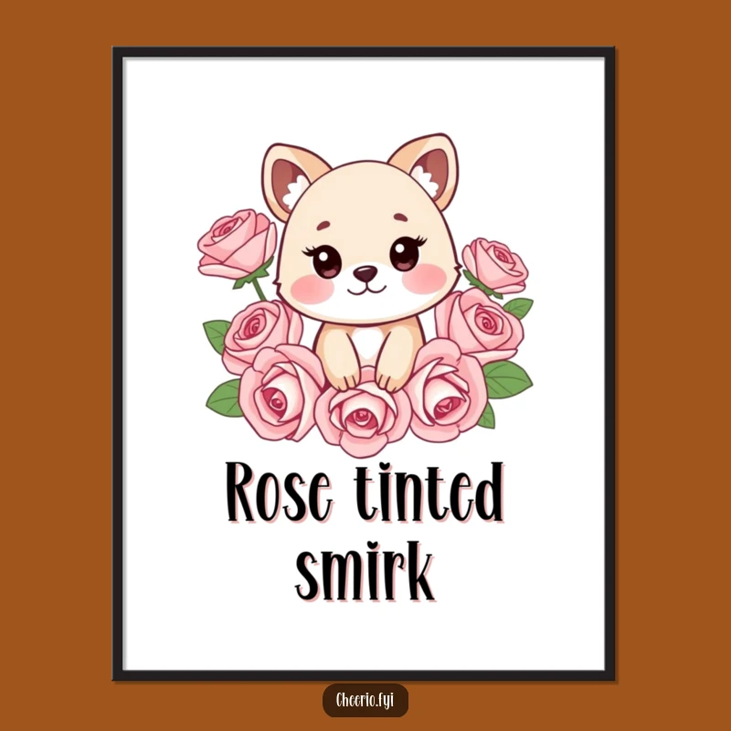 Funny Cheeky Animal Roses Digital Print: Instant Humor for Your Walls