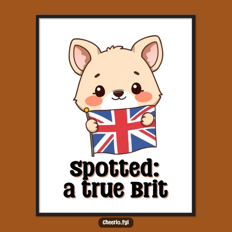 Funny Union Jack Animal Digital Art: Printable Art with Peeking Character, Great Funny Gift