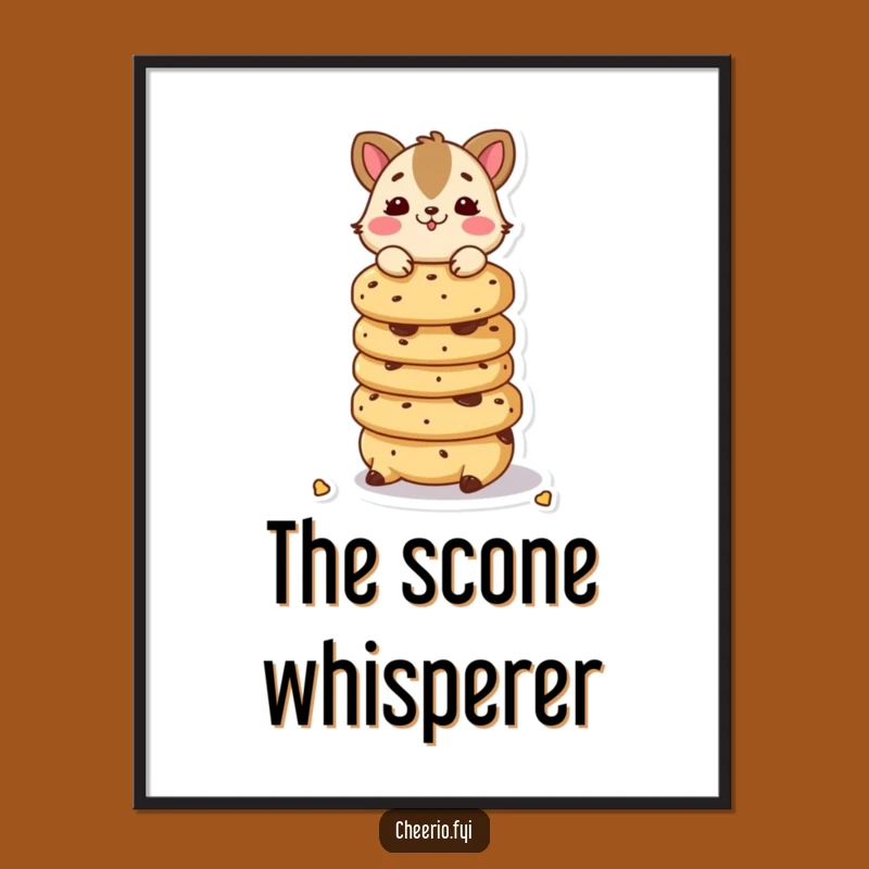 Funny Scone Balancing Animal Digital Art: Printable Art of Playful Character, Great Funny Gift