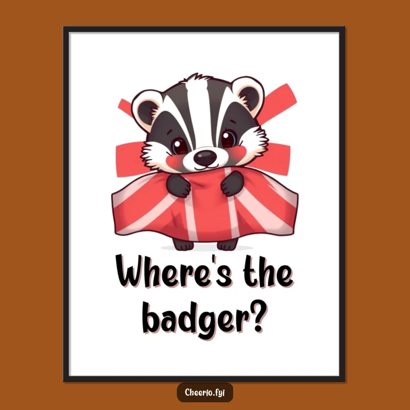 Funny Badger Union Jack Digital Art: Peeking Badger Print, Instant Funny Gift