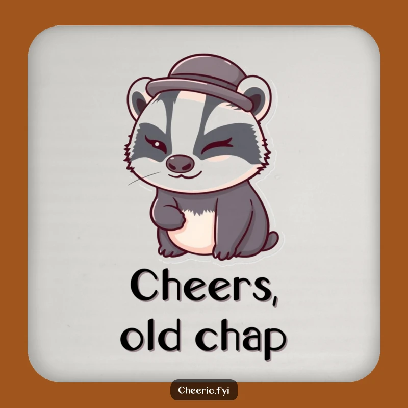 Funny Badger Bowler Hat Coaster: Cute Charm for Your Table, Gift
