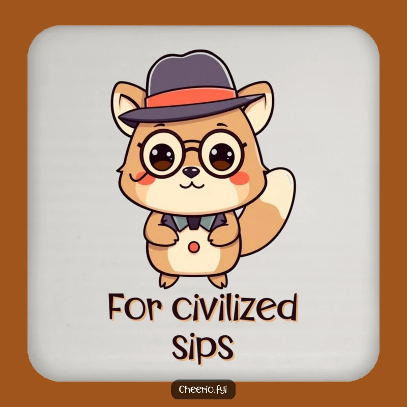 Funny Animal Monocle Curtsey Coaster: Protect Surfaces with Dapper Humor, Ideal Gift