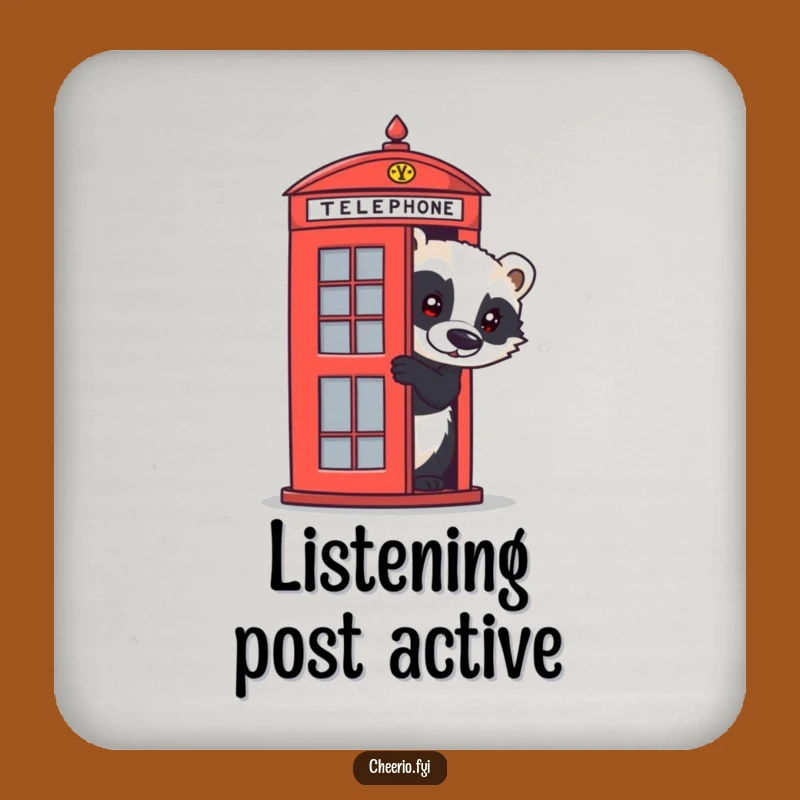 Funny Badger Coaster - Protect Surfaces with British Telephone Box Humor