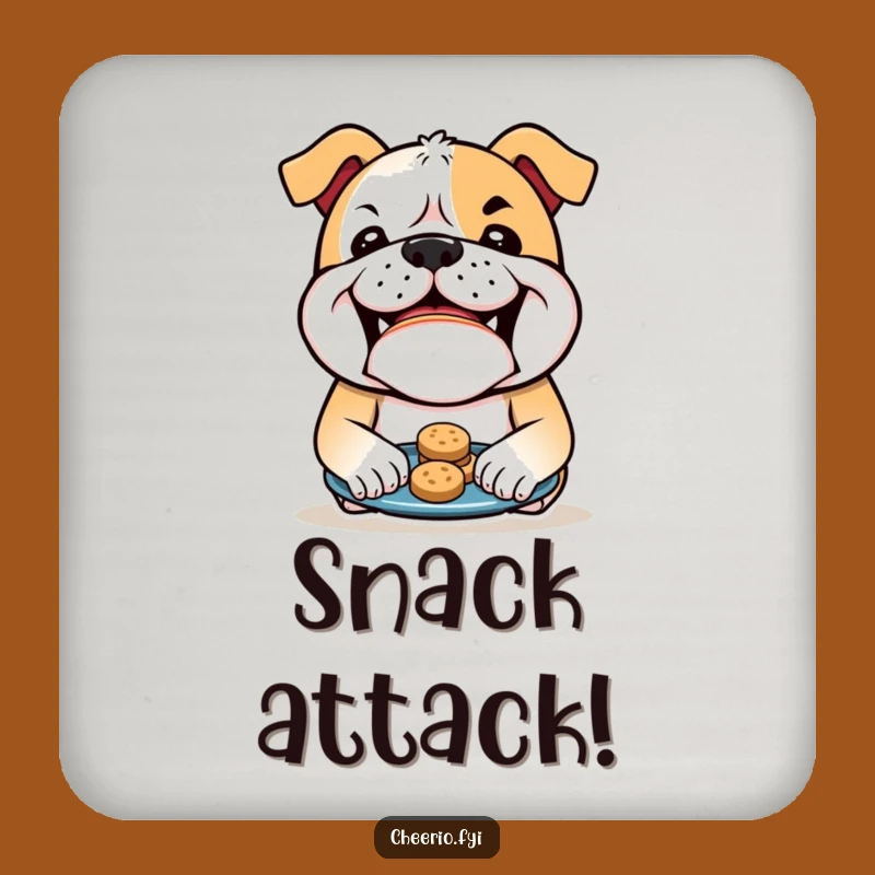 Funny Bulldog Biscuits Drink Coaster - Mischievous Table Protector