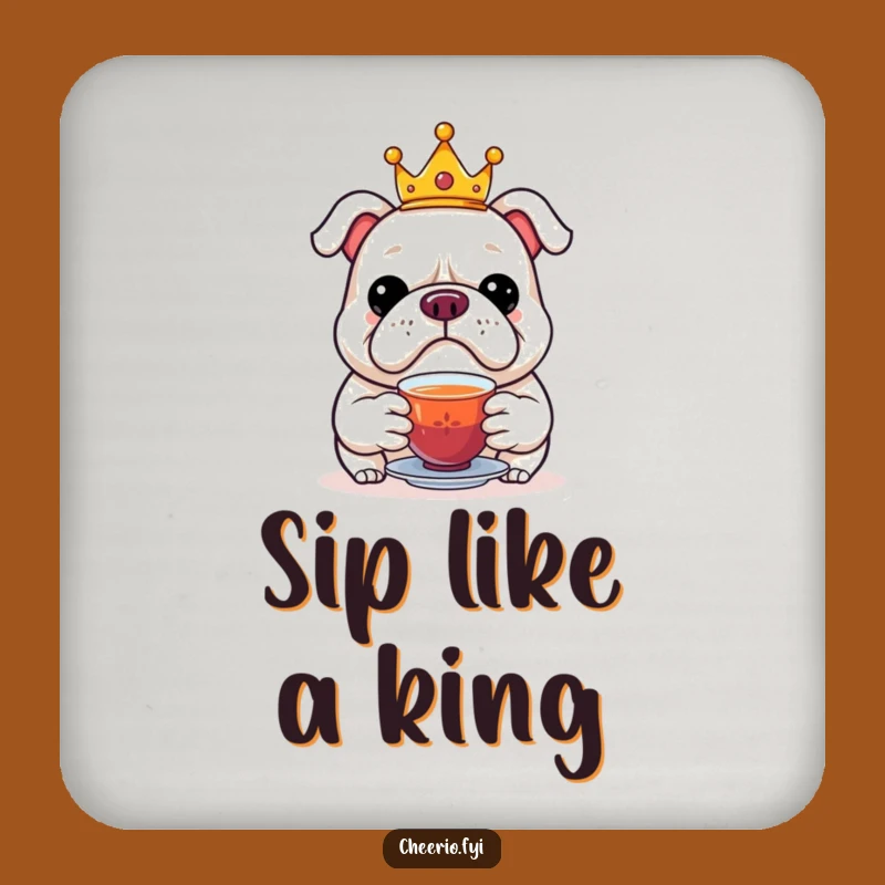 Funny Bulldog Crown Tea Drink Coaster - Royal Protector for Tables
