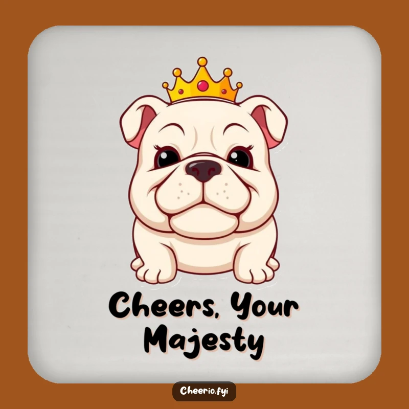 Funny Bulldog King Coaster - Royal Protection for Your Table
