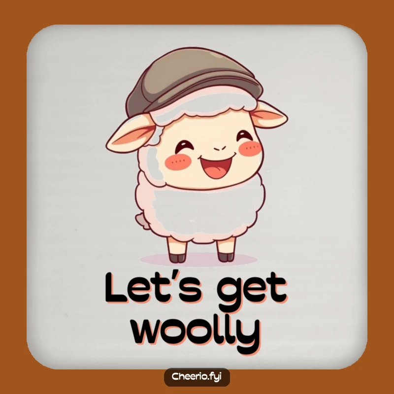 Funny Sheep Flat Cap Coaster: Protect Surfaces with a Laugh