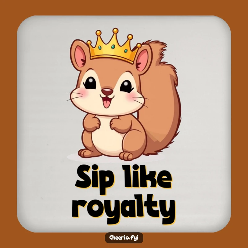 Funny Squirrel Crown Coasters - Set of Hilarious Royal Drink Protectors